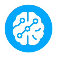 White brain icon with neural connections inside a vibrant electric blue circle, representing modafinil's complex mechanism of action on neurotransmitters