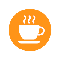 White coffee cup icon inside a brown circle, representing the popular modafinil and caffeine combination