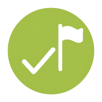 White checkmark icon inside a dark gray circle, representing conclusion