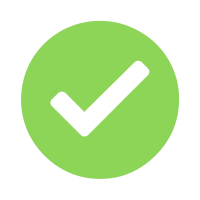 White checkmark inside a bright green circle