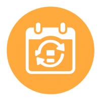 White calendar with cycle arrows inside an orange circle, representing alternating supplement schedules