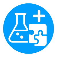 White overlapping pill and test tube icon inside a purple circle, representing stacking nootropics