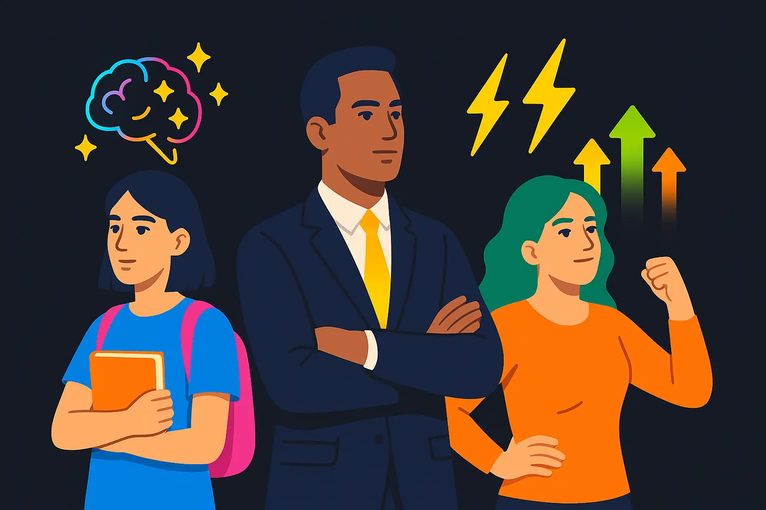 Conceptual illustration of diverse individuals (student, professional, person overcoming fatigue) with icons symbolizing enhanced mental clarity and cognitive benefits of Modafinil for off-label uses. Tone of responsible optimism and focus.