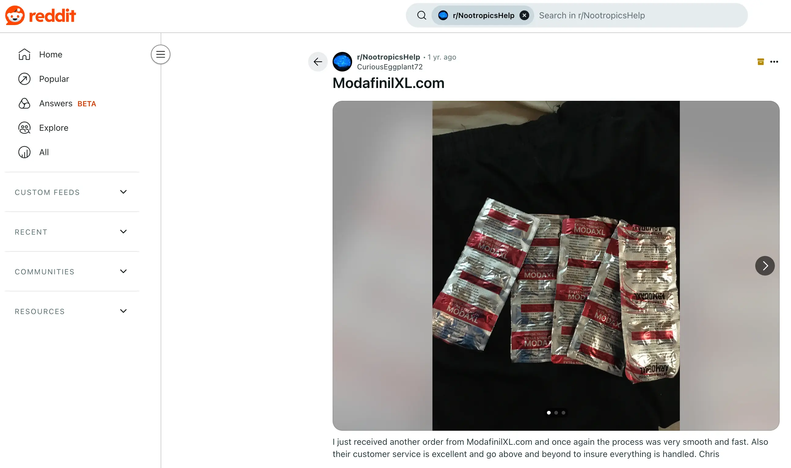 ModafinilXL customer reviews and ratings across multiple platforms