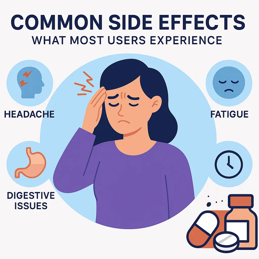 Illustration showing common symptoms like headache, fatigue, and digestive issues