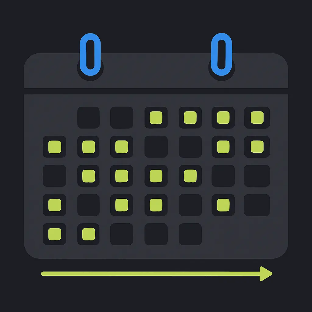 Calendar and timeline visualization representing long-term medication use