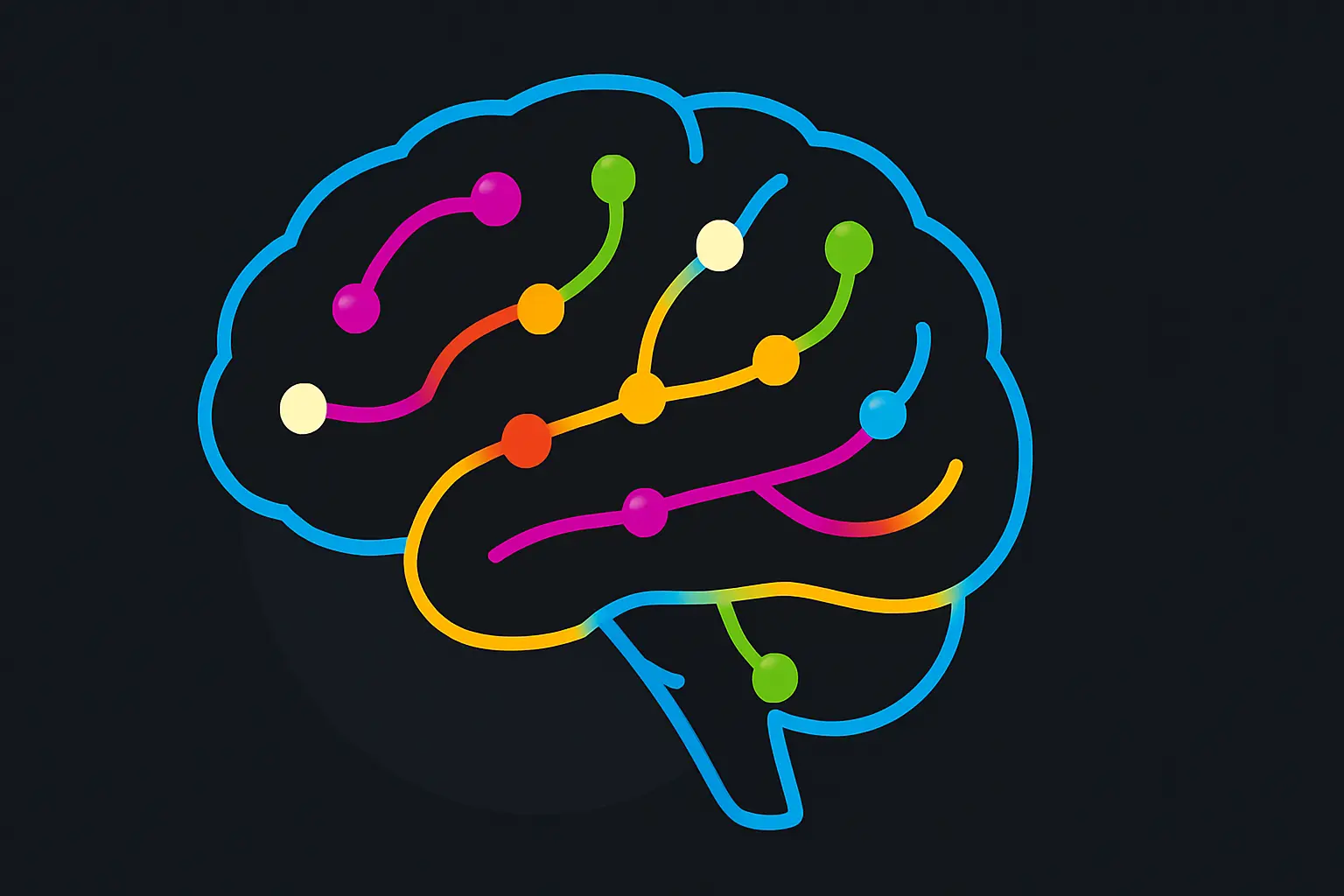 Stylized illustration of brain activity or neurotransmitter pathways