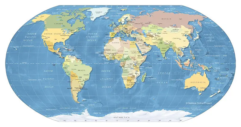 World map showing ModafinilXL's domestic shipping hubs in US, UK, and EU